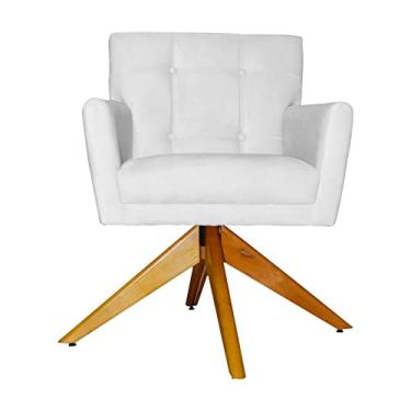 Imagem de Poltrona Decorativa Onix Pés Giratório de Madeira Suede Branco - DS Estofados