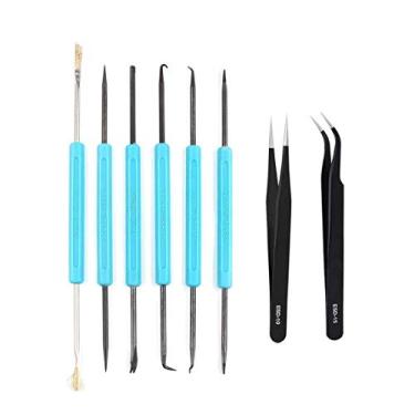 Imagem de Ferramentas auxiliares de soldagem profissionais 6 ferramentas de reparo de dupla face, 2 pinças de precisão, acessórios de ferro de soldagem, acessórios DIY, adequados para reparo eletrônico e soldagem