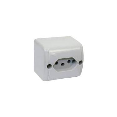 Imagem de Tomada Externa Univ. 2P+T 10A Retangular Branco Cod. 009997 Novo ABNT - Pial