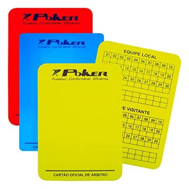 Imagem de Cartão Árbitro Poker Juiz de Futsal Jogo Oficial Cor:Vermelho+Azul+Amarelo;Tamanho:Único;Gênero:Unissex