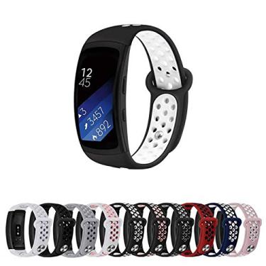 Imagem de Pulseira Silicone Sport para Samsung Gear Fit 2 Pro R360 R365 - Preto/Branco - Marca Ltimports