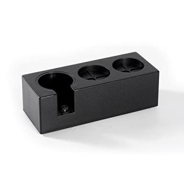 Imagem de Suporte para adulteração de expresso, tapete de calcadeira de café para calcadeira de café suporte de filtro de café para ferramenta de barista cozinha em casa balcões de escritório bar loja de trabalho, três furos, preto, 58 mm