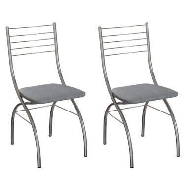Imagem de Conjunto com 2 Cadeiras Devon Cinza e Cromado