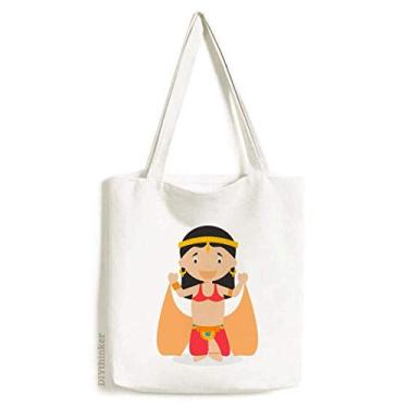 Imagem de Bolsa de lona com desenho de dançarino oriental tradicional bolsa de compras casual