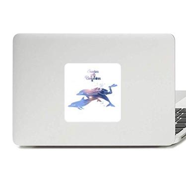 Imagem de Nadar com golfinhos decalque ilustrado vinil paster laptop decoração PC