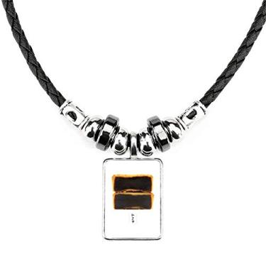 Imagem de DIYthinker Colar de pasta de feijão vermelho bolo de lua meio outono colar colar colar de corda de couro Torque pingente de corda