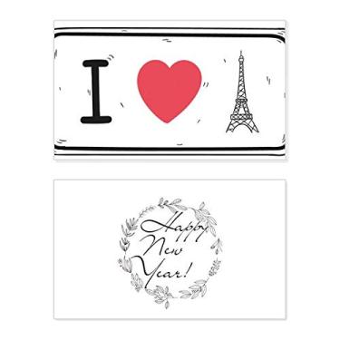 Imagem de I Love Eiffel Tower Palavras Padrão Ano Novo Festival Cartão Bless Mensagem Presente