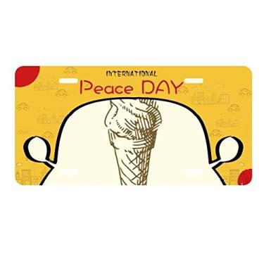 Imagem de DIYthinker Brown Hand drawings Placa de licença de sorvete doce Decoração de carro Dia da Paz