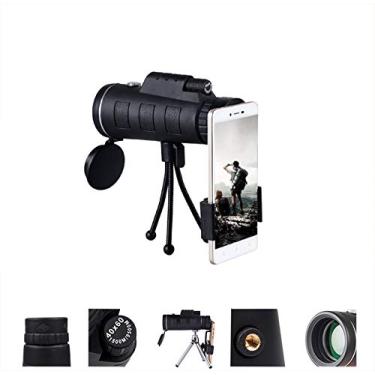 Imagem de Telescópio monocular 40x60 - Monocular Bak4 HD Monocular à prova d'água de alta definição com suporte para smartphone Tripé para observação de pássaros.