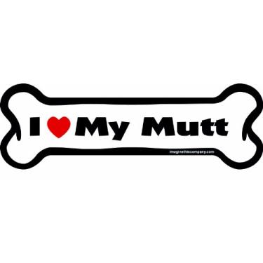 Imagem de Imagine This Ímã de carro I Love My Mutt Bone de 5 cm x 17 cm
