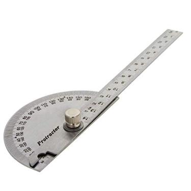 Imagem de Bettomshin Localizador de ângulo de cabeça redonda de 180 graus transferidor de aço inoxidável com braço ajustável de 14,5 cm/5,7 polegadas para desenho de marcenaria 1 peça