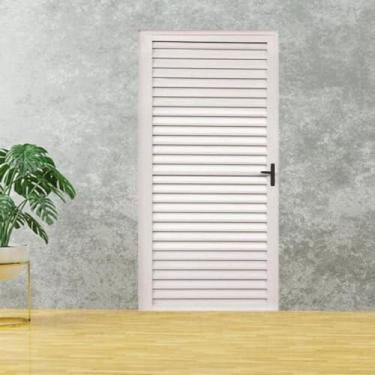 Imagem de Porta Palheta de Alumínio 210 X 70cm Linha 25 Lado Esquerdo Esquadrias Bergamo Branco
