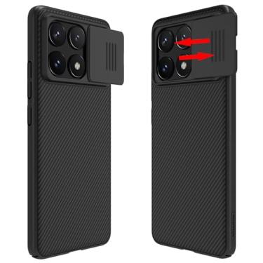 Imagem de teroxa Capa para Xiaomi Poco X6 Pro 5G, capa deslizante para lente de câmera proteção de privacidade capa traseira de policarbonato rígido (preto)