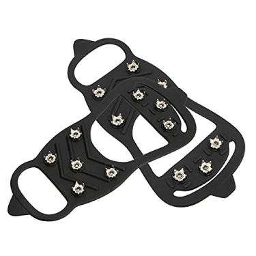 Imagem de Crampons de gelo, silicone + aço inoxidável esticável de picos de neve garra para gelo para campo de neve(M)