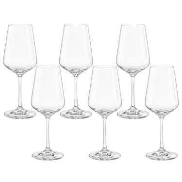 Imagem de Taça de Cristal Bohemia Para Vinho 450 ml Sandra 6 Peças