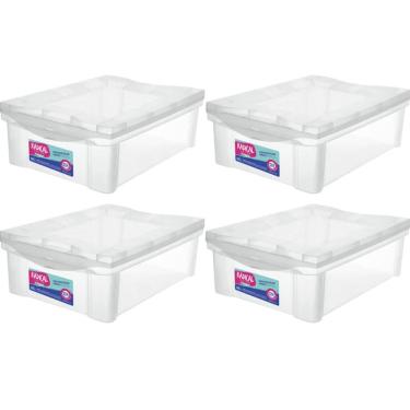Imagem de Kit 4 Caixas Organizadoras Plásticas com Tampa Empilhável 13