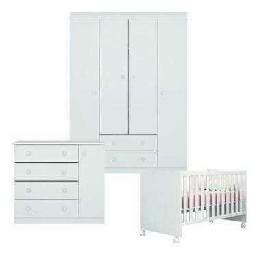 Imagem de Conjunto Quarto de Bebê Guarda Roupa, Cômoda Helena e Berço 1344 com R