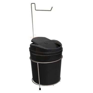 Imagem de Suporte Porta Papel Higiênico Com Lixeira 5L Cesto Lixo Tampa Basculan