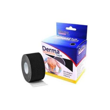 Imagem de Bandagem Funcional Elástica Kinésio 5cmX5m Preta  Derma Tape