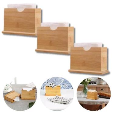 Imagem de  Suporte Porta Guardanapo De Boca Retangular Centro Mesa Bambu Compact