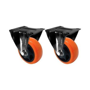 Imagem de Kit 2 un roda rodízio fixo pvc laranja 1.5/8 pol 40mm móveis - AJAX