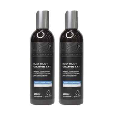 Imagem de 2 Shampoo Tonalizante Vita Hominis Black Touch3x1 250ml cada - Grandha