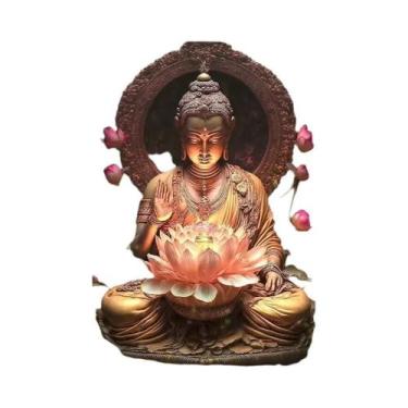 Imagem de Buda Com Flores Pintura Em Tela Arte Da Parede Budismo Escultura Carta