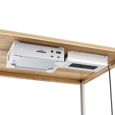Imagem de Suporte embaixo da mesa para Thunderbolt 4 Dock/Thunderbolt 3 Dock e cabo de alimentação, rack de armazenamento de ferro sob a mesa para TS4 / TS3 Plus, sem furadeira, fácil instalação com todas as