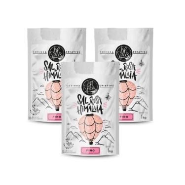Imagem de Kit 3 Sal Rosa Do Himalaia Iodado Fino BR Spices Pouch 1KG