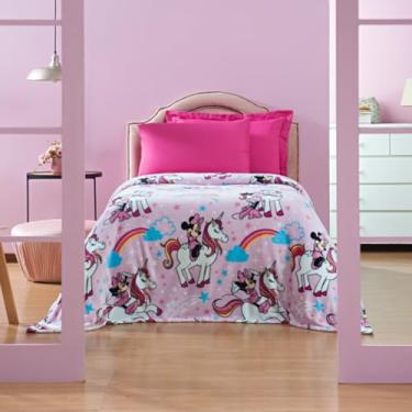 Imagem de Cobertor Manta Solteiro Flannel 180g Estampado Super Quente (Minnie Unicornio)