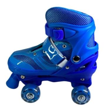 Imagem de Patins Infantil com 4 Rodas LED, Ajustável 31-34, Azul, Material Plástico e PVC, para Crianças Acima de 3 Anos, com Chaves Allen e de Boca
