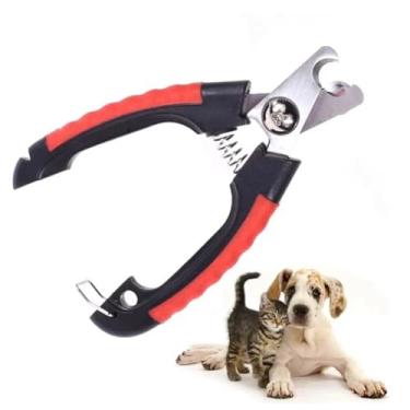 Imagem de Alicate Cortador de Unha Premium para Cães e Gatos, 12,5 cm, Cabo Emborrachado, Lâmina Afiada, Preto e Vermelho, para Pets de Porte Médio e Grande