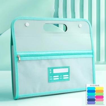 Imagem de Pasta Sanfonada A4 com 13 Camadas para documentos, arquivo portátil com alça, organizador expansível para provas, escritório e uso diário, fácil transporte e grande capacidade (Verde (horizontal))