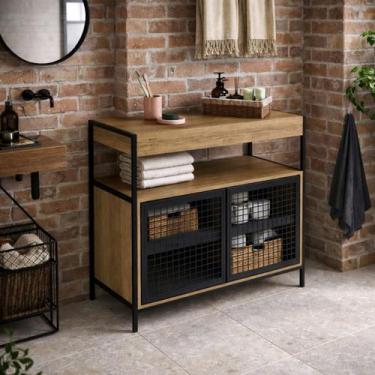 Imagem de Gabinete de Banheiro Balcão Sem Cuba Organizador Com Portas - LaCasaMi