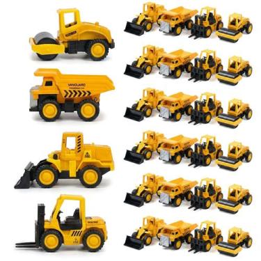 Imagem de Kit 24 Carrinho Brinquedo 9 Cm Caminhão Carreta Escavadeira Construção