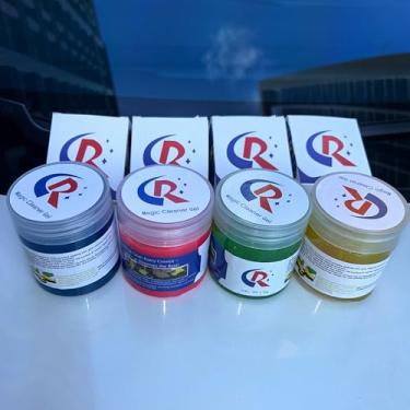 Imagem de CR CHRWLIN Pacote com 4 géis de limpeza de carro limpador de interior de carro Putty Slime Ferramentas de detalhamento automático Kit de limpeza universal de remoção de poeira para acessórios de carro