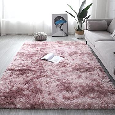 Imagem de Tapete de luxo sintético macio moderno quente tapetes de pelúcia tapete de pilha alta tapetes de decoração de berçário artesanais tapetes de cuidados com o bebê tapete rastejando (rosa) 60 cm x 119 cm