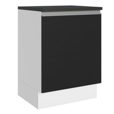 Imagem de Balcão 100% Mdf 60 Cm 1 Porta Branco/preto