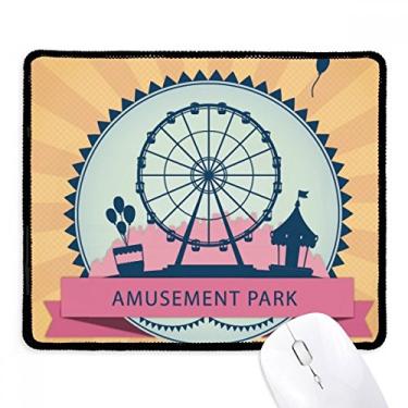 Imagem de Tapete de borracha para jogos com estampa de roda-gigante preto de parque de diversões