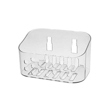 Imagem de Prateleira de chuveiro, plástico transparente para banheiro, sem perfuração, organizador de pendurar na parede, prateleiras de armazenamento com ventosa forte