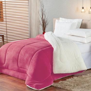 Imagem de Coberdrom Edredom Sherpa solteiro Pele de Carneiro Pink