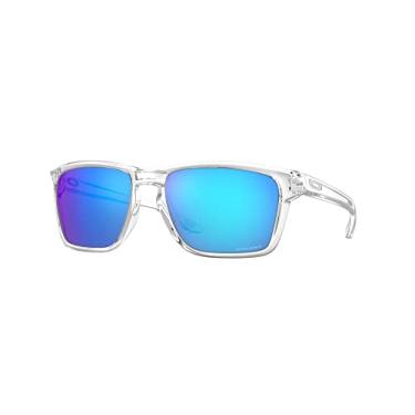 Imagem de Oakley Men's OO9448F Sylas Asian Fit Rectangular Sunglasses, Polished Clear/Prizm Sapphire, 58 mm