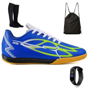Imagem de Kit Chuteira Futsal Sintetica Futebol Salao Quadra + Mochila Meião Rel