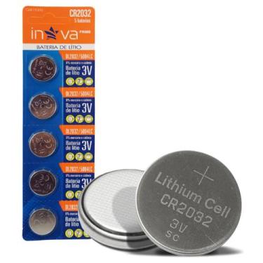 Imagem de Pilha Bateria de Lítio Botão Redonda 3V CR2032 5 Unidades Inova Prime
