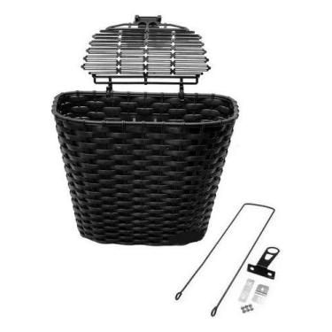 Imagem de Cesta C/ Tampa Preta Bike Bicicleta Plástico Aro 24 26 Retro - solareb