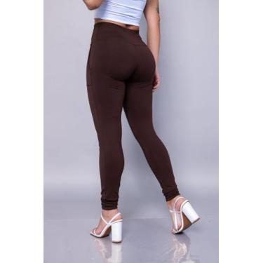Imagem de Calça Legging Feminina Montaria Forrada Confortável - Tk Moda, Marrom,
