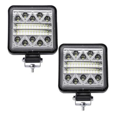 Imagem de Kit 2 Farol Milha Auxiliar 34led 102w 9v36v Quadrado Offroad - Briwax