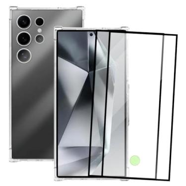 Imagem de Capa Capinha Anti Impacto e 2 Películas Vidro 3D Compatível Samsung Galaxy S24 Ultra Transparente Com Proteção de Câmera