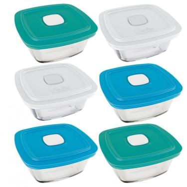 Imagem de Conjunto De Potes Marinex Facilita Vap Em Vidro 1 L 6 Peças Transparente Com Colorido