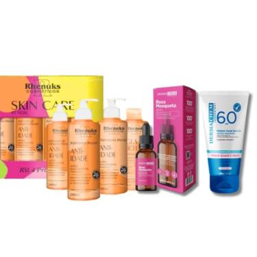 Imagem de Kit Skincare Vitamina C clareador + Sérum Rosa Mosqueta Anti-manchas + Protetor Solar s/cor FPS60 6 ITENS